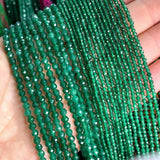 Emerald Green Chalcedony Faceted Stone Beads 2-4MM