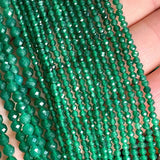 Emerald Green Chalcedony Faceted Stone Beads 2-4MM