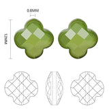 30Pcs 12mm Four Leaves Clover Flower Glass Beads Green Crystals Cross Pendant