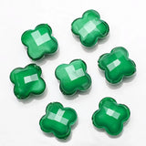 30Pcs 12mm Four Leaves Clover Flower Glass Beads Green Crystals Cross Pendant