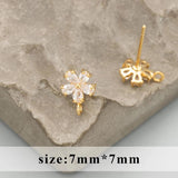 18k Rhodium Plated Zircon Charms for DIY Earrings, 10pcs/lot