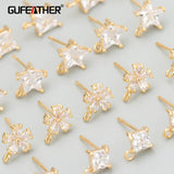 18k Rhodium Plated Zircon Charms for DIY Earrings, 10pcs/lot