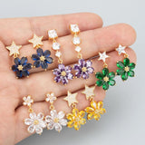 18k Rhodium Plated Zircon Charms for DIY Earrings, 10pcs/lot
