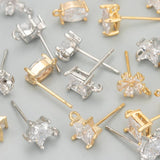 18k Rhodium Plated Zircon Charms for DIY Earrings, 10pcs/lot
