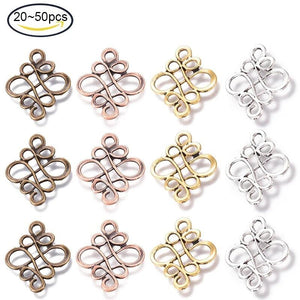 50PCS Tibetan Style Red Copper Jewelry Necklace Links Connectors Chinese Knot