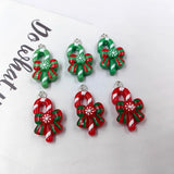 10pcs Christmas Bow Knot Cane Charms for Jewelry Making