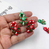 10pcs Christmas Bow Knot Cane Charms for Jewelry Making