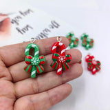 10pcs Christmas Bow Knot Cane Charms for Jewelry Making