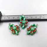 10pcs Christmas Bow Knot Cane Charms for Jewelry Making