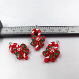 10pcs Christmas Bow Knot Cane Charms for Jewelry Making