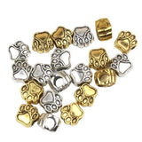 50pcs Dog Bear Paw 5mm Big Hole Charms Pendant For Bracelet DIY Antique Silver