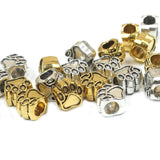 50pcs Dog Bear Paw 5mm Big Hole Charms Pendant For Bracelet DIY Antique Silver