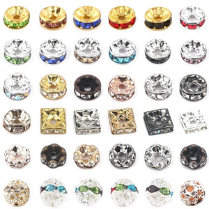 50pcs 4 6 8 10mm Rhinestone Crystal Bead Rondelles Spacer Beads for DIY Jewelry