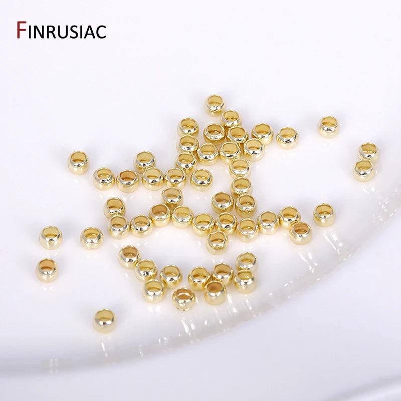 200PCS 14k/18k Plated Crimp Beads Brass 2mm/2.5mm/3mm Stopper End Beads