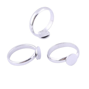 10pcs Stainless Steel Adjustable Ring Bezel Blanks Disc Pad Base S