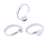 10pcs Stainless Steel Adjustable Ring Bezel Blanks Disc Pad Base S