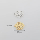 5pcs Stainless Steel Silver Hollow Rose Flower Charms Pendant