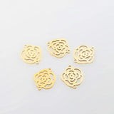 5pcs Stainless Steel Silver Hollow Rose Flower Charms Pendant