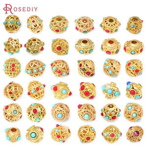5PCS Matte Brass Round Nepalese Beads Jewelry Making Diy Supplies