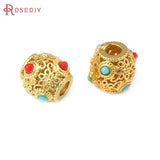 5PCS Matte Brass Round Nepalese Beads Jewelry Making Diy Supplies