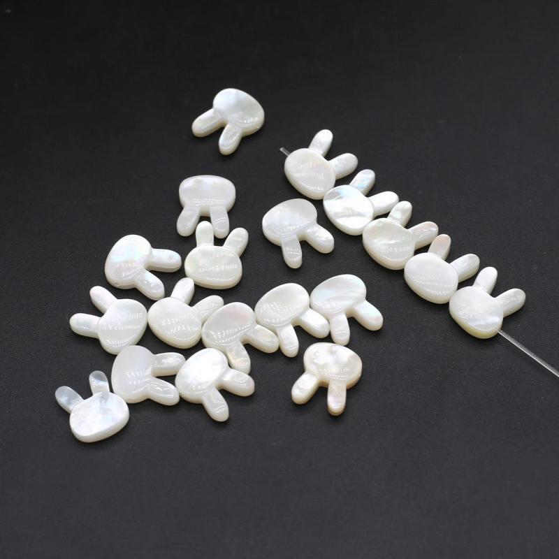5pcs Natural Sea Shell Beads Rabbit Head Shape Charms for Jewelry Making