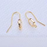 4PCS 12*25MM 14K Brass Zircon Earrings Hooks Jewelry Making Supplies