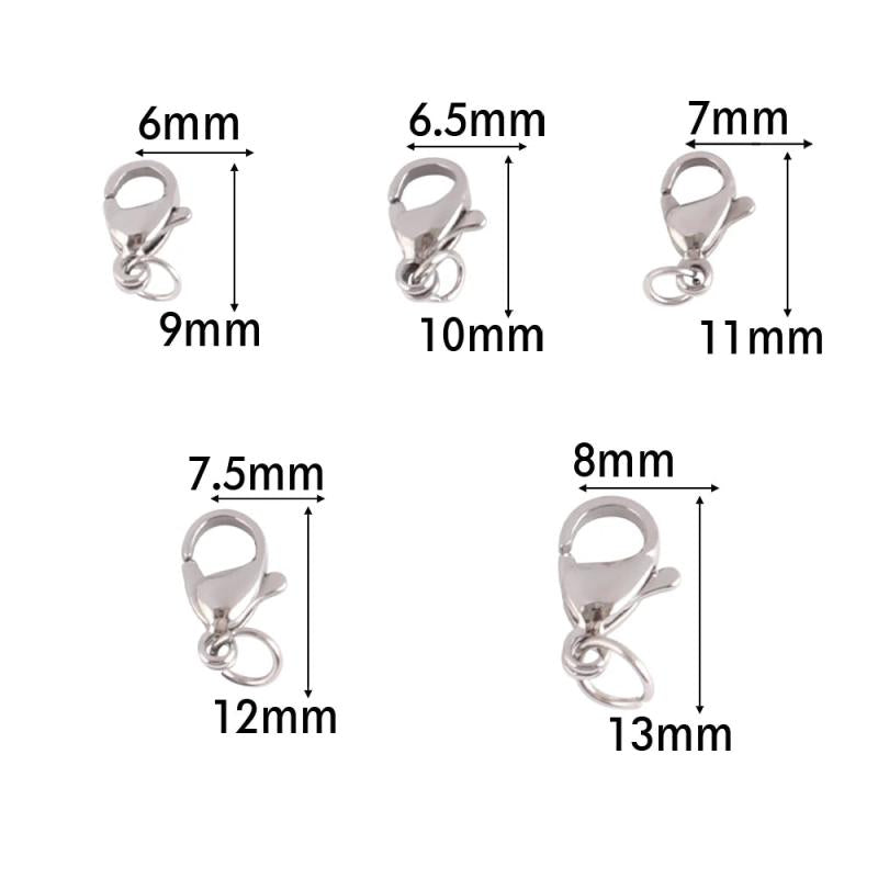 30Pcs Stainless Steel Lobster Clasps Hooks DIY Carabiner Clasps Connectors