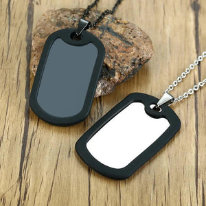 Punk Dog Tags Pendant Necklace Men's Stainless Steel Military Chain