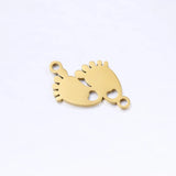 5Pcs/Lot Baby Foot Charms Stainless Steel Double Hole Connectors