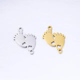 5Pcs/Lot Baby Foot Charms Stainless Steel Double Hole Connectors