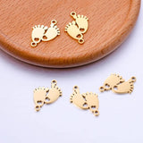 5Pcs/Lot Baby Foot Charms Stainless Steel Double Hole Connectors
