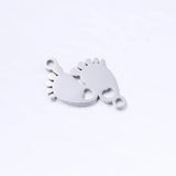 5Pcs/Lot Baby Foot Charms Stainless Steel Double Hole Connectors
