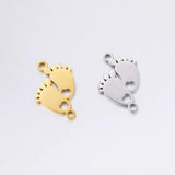 5Pcs/Lot Baby Foot Charms Stainless Steel Double Hole Connectors