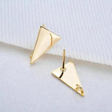 14K Plated Brass Triangle Stud Earrings for Jewelry Making