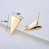 14K Plated Brass Triangle Stud Earrings for Jewelry Making
