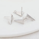 14K Plated Brass Triangle Stud Earrings for Jewelry Making