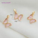 Zircon Crystal Butterfly/Flower Shape Charms Pendants