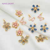 Zircon Crystal Butterfly/Flower Shape Charms Pendants