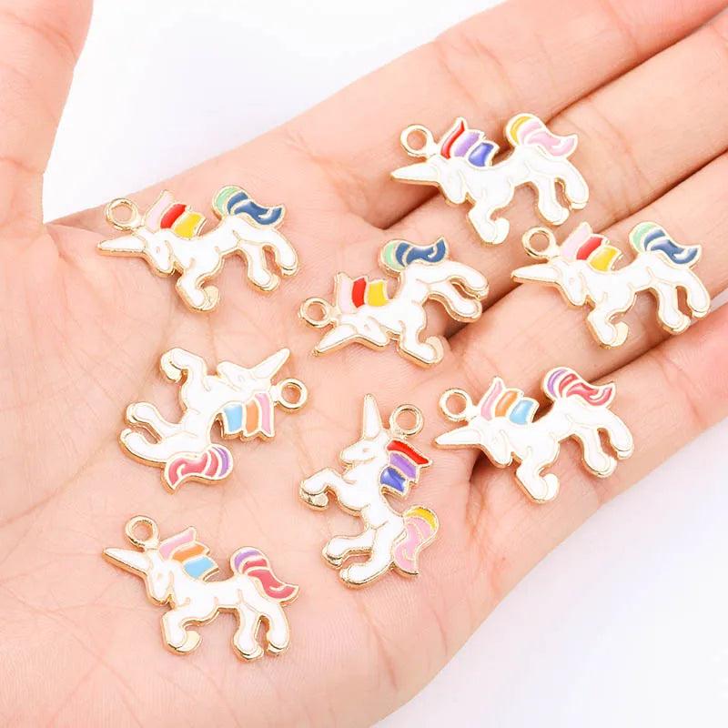 20Pcs Rainbow Unicorn Pendant Charms DIY Jewelry Making Accessories