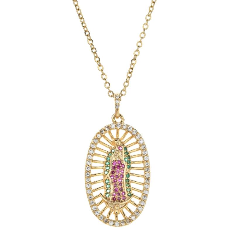 Stainless Steel Virgin Mary Pendant Necklace Christian Religious Jewelry