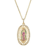 Stainless Steel Virgin Mary Pendant Necklace Christian Religious Jewelry