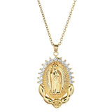 Stainless Steel Virgin Mary Pendant Necklace Christian Religious Jewelry