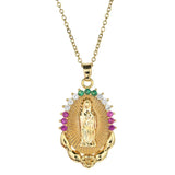 Stainless Steel Virgin Mary Pendant Necklace Christian Religious Jewelry