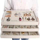 Velvet Jewelry Organizer Tray Display Holder Storage Box