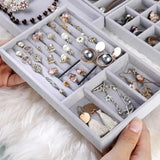 Velvet Jewelry Organizer Tray Display Holder Storage Box
