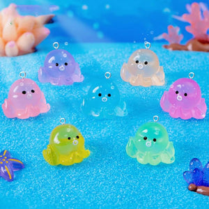 10pcs 3D Luminous Octopus Resin Charms for Jewelry Making
