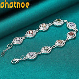 925 Silver Multicolor Zircon Charm Bracelet Lady Jewelry