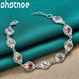 925 Silver Multicolor Zircon Charm Bracelet Lady Jewelry