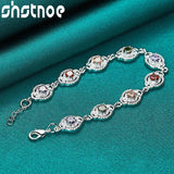 925 Silver Multicolor Zircon Charm Bracelet Lady Jewelry