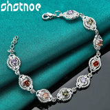 925 Silver Multicolor Zircon Charm Bracelet Lady Jewelry